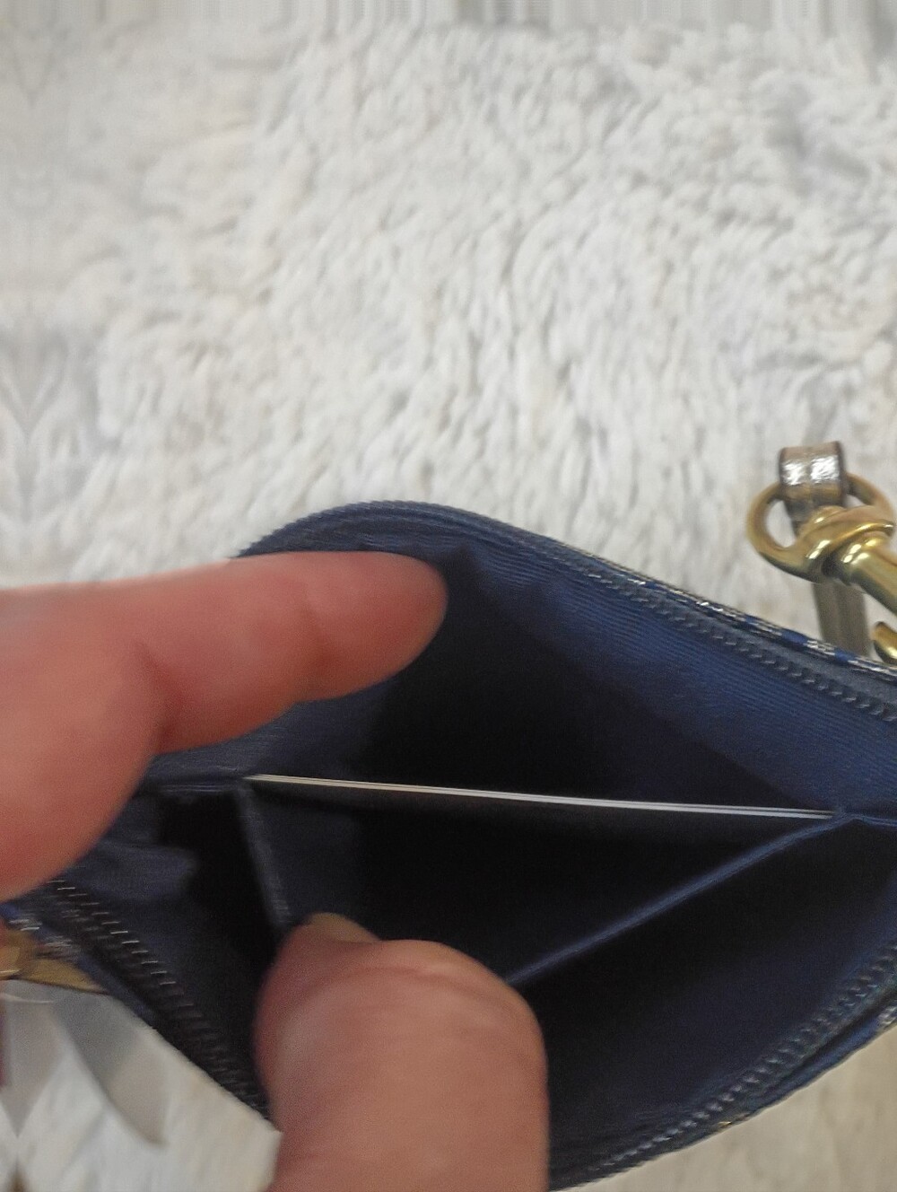 Coach BNWT Navy Blue and Gold Script Wristlet Clutch - Picture 10 of 10